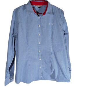 Cintas Work Shirt Doc and Amelia Blue Check Button Up Long Sleeve Womens XL